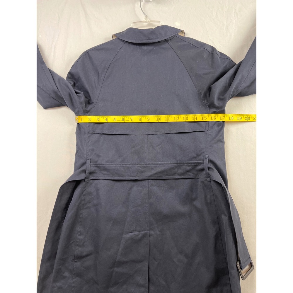 Burberry Trench Coat Women 4* Navy Blue Nova Check Belted Made In England - Picture 8 of 15